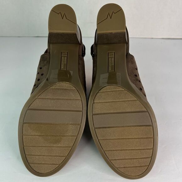 White Mountain Glorielle Perforated Cut Out Slingback Toe Block Heel Taupe Sz 8 - Picture 7 of 10
